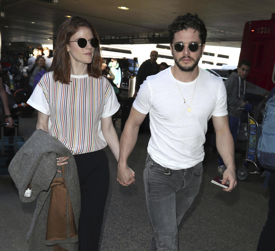 Photo by: zz/STRF/STAR MAX/IPx 2020 1/6/20 Rose Leslie and Kit Harington are seen at Los Angeles International Airport (LAX) on January 6, 2020 in Los Angeles, CA.