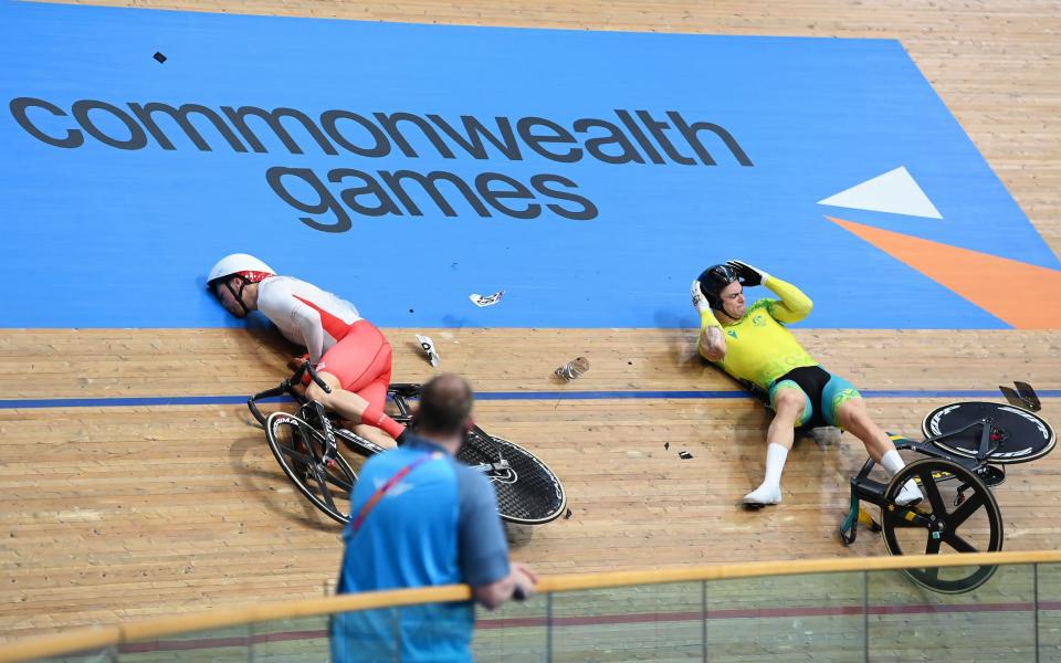 Joe Truman English track cyclist knocked unconscious after sickening crash at Commonwealth Games - GETTY IMAGES