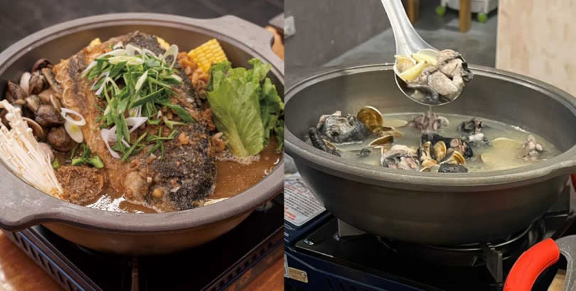 左－砂鍋魚頭＆右－蒜頭蛤蜊烏雞鍋（圖／IG_rita.foodie＆IG_cherish.0113提供）