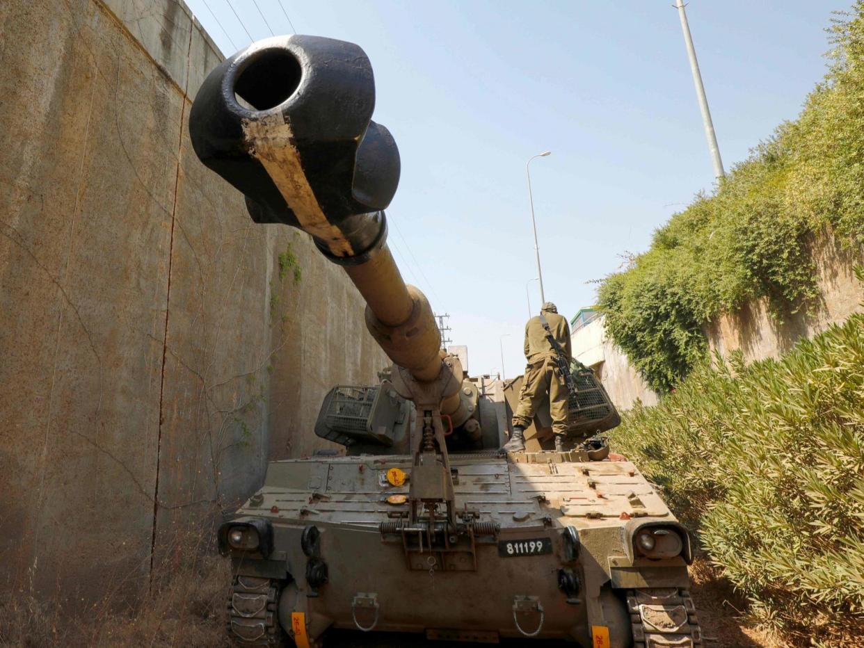 A self-propelled howitzer in northern Israel, near the border with Lebanon: AFP