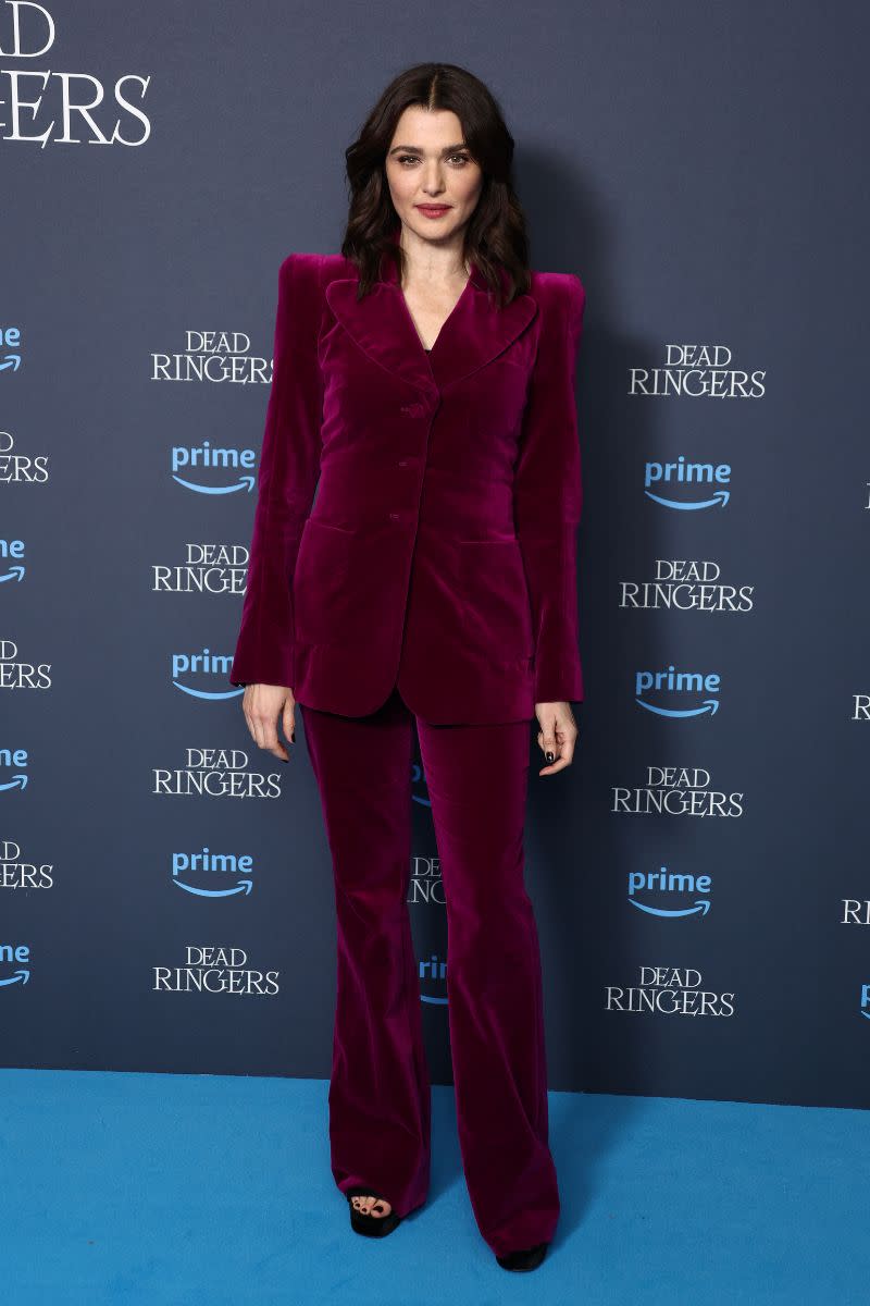 Her red velvet suit