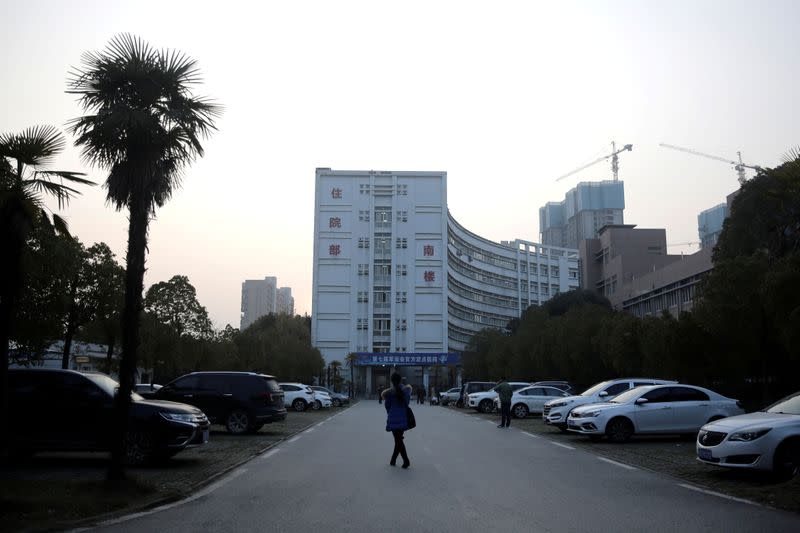 FILE PHOTO: Inpatient building is seen at the Jinyintan hospital in Wuhan