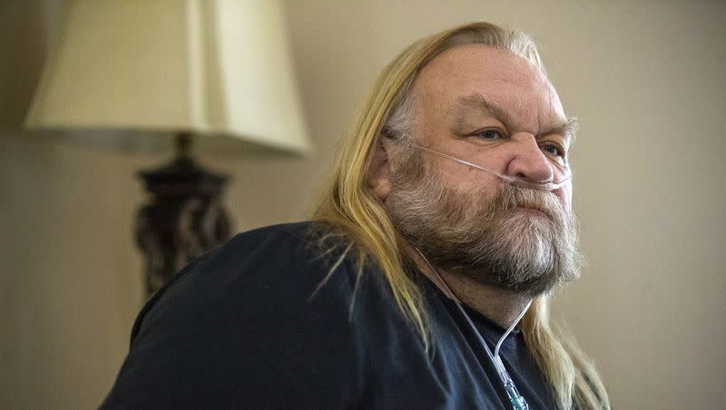 Stan Ellsworth, actor and the former host of BYUtv’s “American Ride,” pauses for a moment as he talks about his road to recovery from COVID-19 on Monday, July 6, 2020, at his home in Draper. Ellsworth died on March 30, 2023.