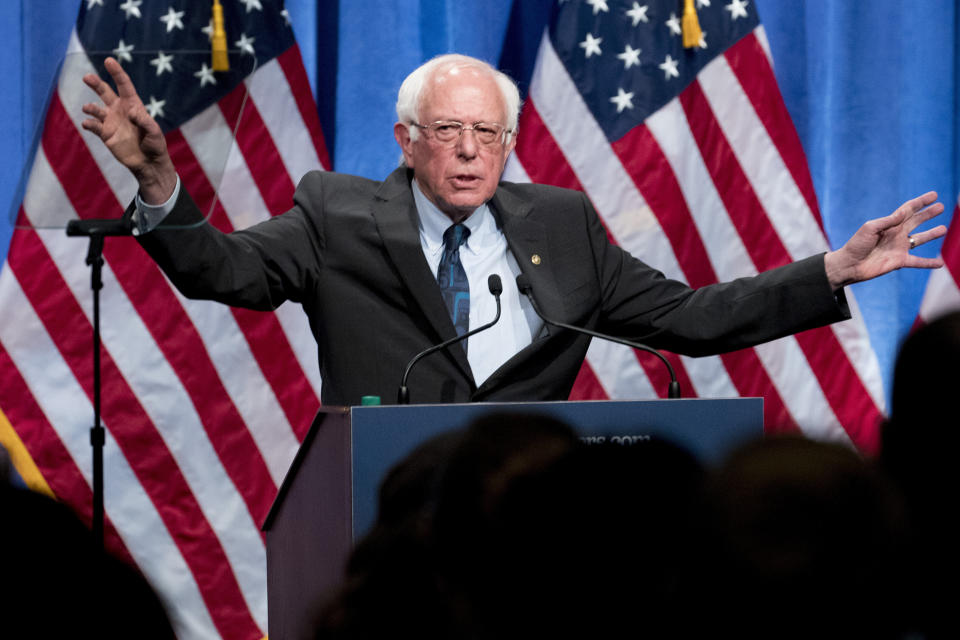 Sen. Bernie Sanders (I-Vt.), speaks about "democratic socialism" in Washington on Wednesday. The speech gave him the chance to characterize a controversial philosophy. (Photo: Andrew Harnik/ASSOCIATED PRESS)