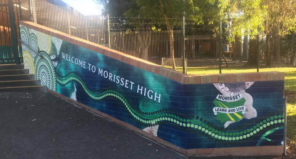 A picture of the front of Morisset High School. Source: Facebook/Morisset High School