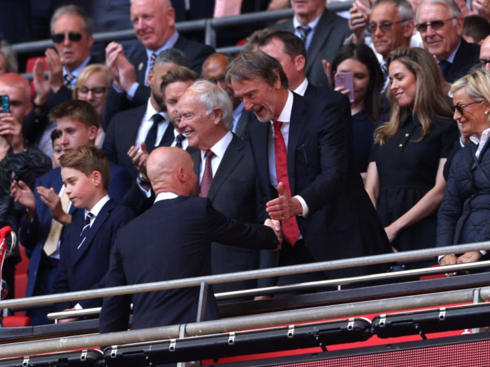 Sir Jim Ratcliffe shakes hands with Erik ten Hag after Manchester United won the FA Cup  (The FA via Getty Images)