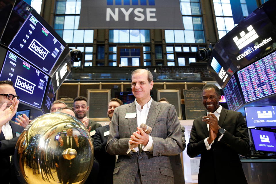 Gavin Michael, CEO of Bakkt, attends his company&#x002019;s listing of Bakkt on the New York Stock Exchange (NYSE) in New York City, U.S., October 18, 2021.  REUTERS/Brendan McDermid