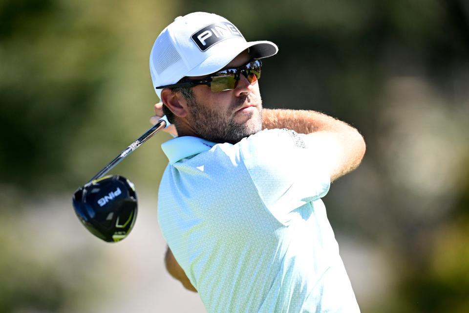 Corey Conners of Canada plays his shot from the ninth tee during the second round of the Procore Championship 2024 at Silverado Resort on September 13, 2024 in Napa, California. (Photo by Eakin Howard/Getty Images)