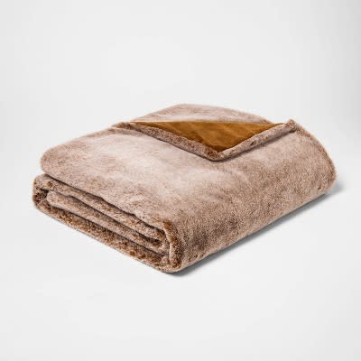 8) Faux Rabbit Fur Throw Blanket