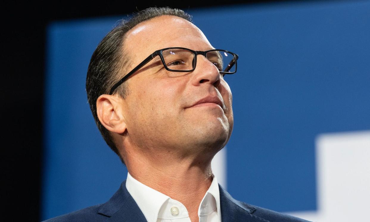 <span>Josh Shapiro attends a rally in support of Kamala Harris in Ambler, Pennsylvania on 29 July 2024.</span><span>Photograph: Lev Radin/Pacific Press/Rex/Shutterstock</span>