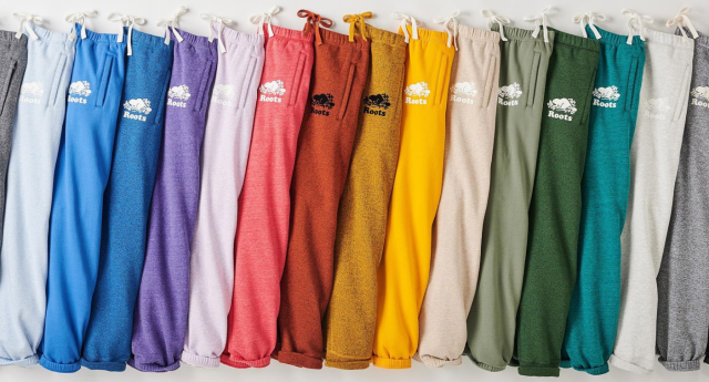 Celebrate International Sweatpant Day with these new limited edition sweats. Image via Roots.