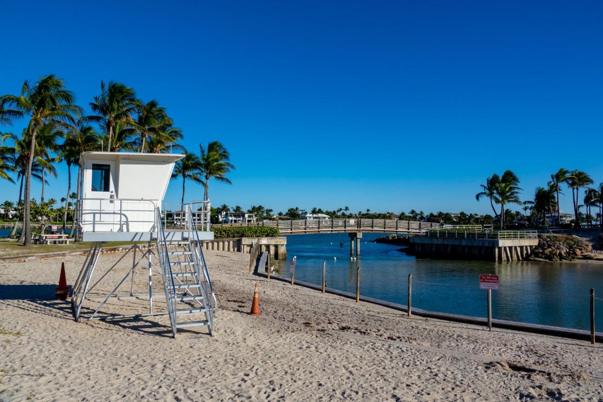 A no-swim advisory is in place for Dubois Park in Jupiter, seen here in December 2019.