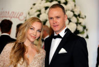 Four times Tour de France winner Chris Froome arrives with his wife Michelle Cound for the annual Red Cross Gala in Monaco, July 28, 2017. REUTERS/Eric Gaillard