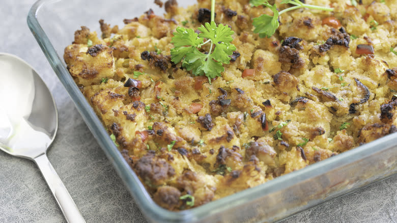 stuffing cooked in Pyrex