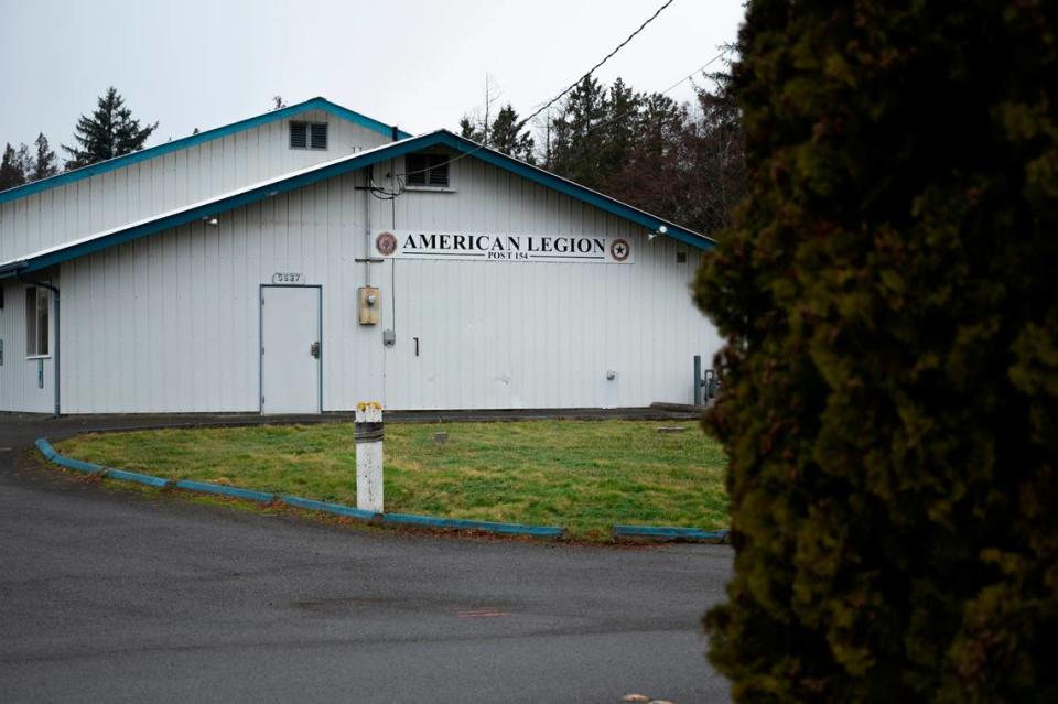 The American Legion building on Second Avenue on Monday, Jan. 24, 2022, in Ferndale, Wash. Ferndale Police are investigating after a man was shot and killed Sunday, Jan. 23, 2022, at a large private gathering at the American Legion building.