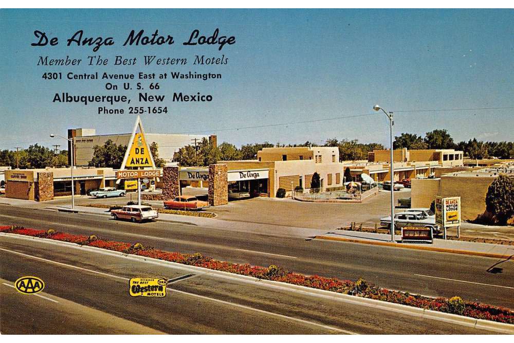 Albuquerque New Mexico De Anza Motor Lodge Route 66 Vintage Postcard