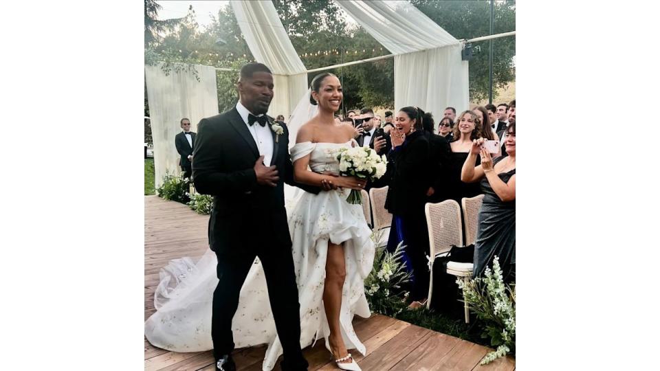 Jamie Foxx walks daughter Corinne Foxx down the aisle at her wedding to Joe Hooten, shared on Instagram