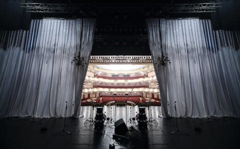 <span class="caption">View from stage of Moscow's Vakhtangov Theatre.</span> <span class="attribution"><a class="link " href="https://www.shutterstock.com/image-photo/moscow-april-23-view-stage-auditorium-135726527" rel="nofollow noopener" target="_blank" data-ylk="slk:Pavel L Photo and Video/Shutterstock;elm:context_link;itc:0;sec:content-canvas">Pavel L Photo and Video/Shutterstock</a></span>