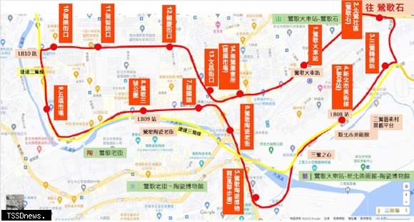 731陶藝山水環狀線公車動線示意圖。（圖：新北交通局提供）