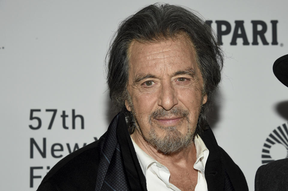 Al Pacino attends the world premiere of "The Irishman" at Alice Tully Hall during the opening night of the 57th New York Film Festival on Friday, Sept. 27, 2019, in New York. (Photo by Evan Agostini/Invision/AP)