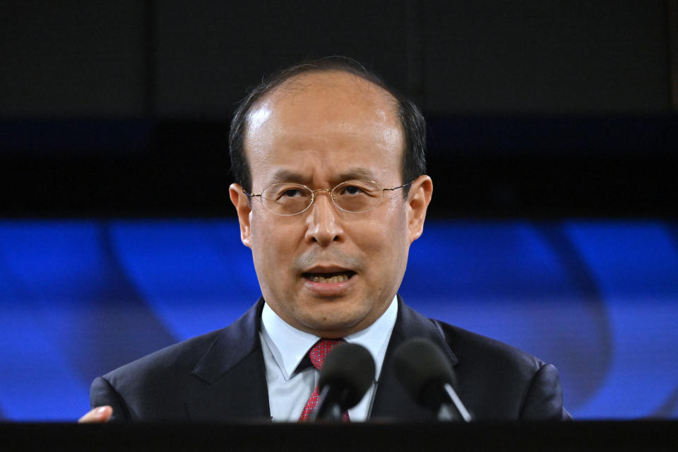 China's ambassador to Australia Xiao Qian at the National Press Club on Wednesday. Source: AAP