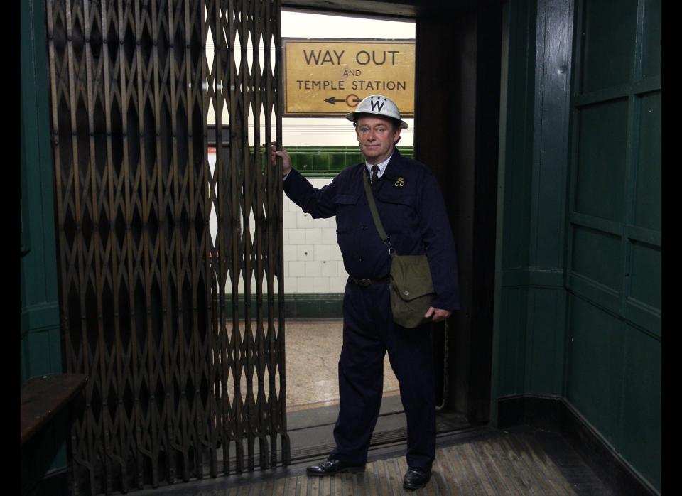 An actor dressed as an ARP (Air Raid Protection) warden is seen in Aldwych Underground station in London, Thursday, Sept. 23, 2010.     <em>AP Photo/Kirsty Wigglesworth</em>