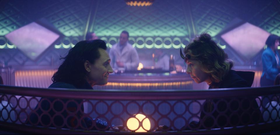 Tom Hiddleston as Loki and Sophia Di Martino as Sylvie in <i>Loki</i><span class="copyright">Marvel Studios</span>