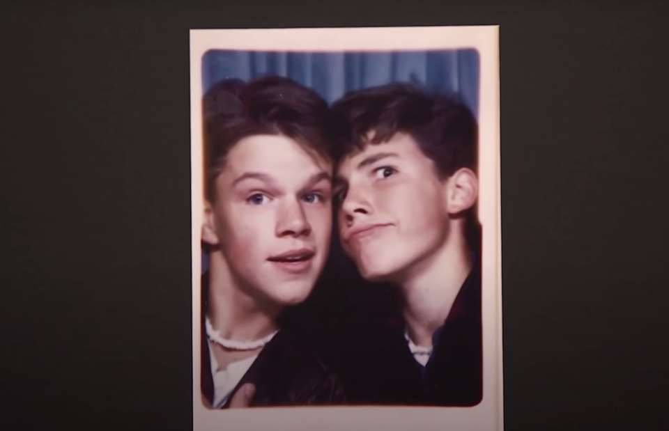 Matt Damon and Ben Affleck in a photo booth as teens. (Screenshot: The Tonight Show Starring Jimmy Fallon)