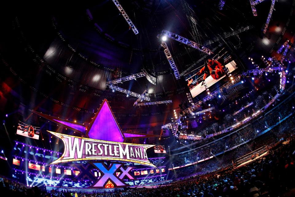 A general view of Wrestlemania XXX at the Mercedes-Benz Super Dome in New Orleans on Sunday, April 6, 2014. (Jonathan Bachman/AP Images for WWE)