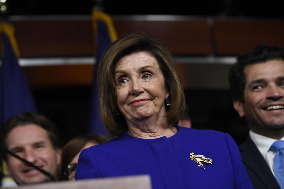 House Speaker Nancy Pelosi of Calif., speaks at a news conference on Capitol Hill in Washington, Tuesday, Dec. 10, 2019, on Capitol Hill in Washington. (AP Photo/Susan Walsh)