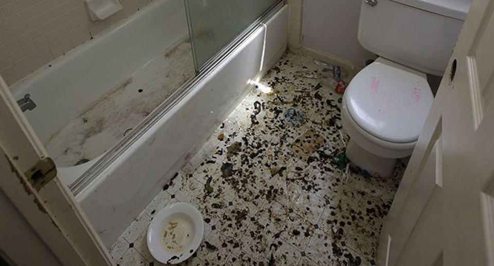 The home’s bathroom <span>was found covered with faeces.</span>Source: AP