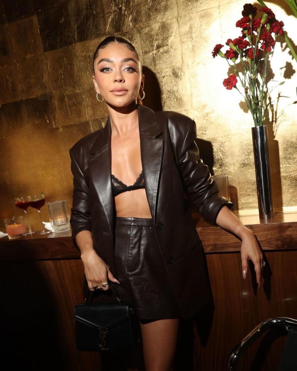 Sarah Hyland stuns in all leather look for NYFW