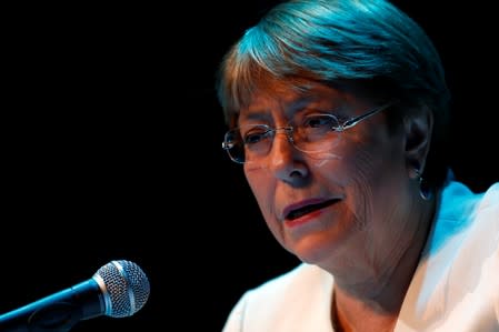 U.N. High Commissioner for Human Rights Michelle Bachelet holds a news conference in Mexico City