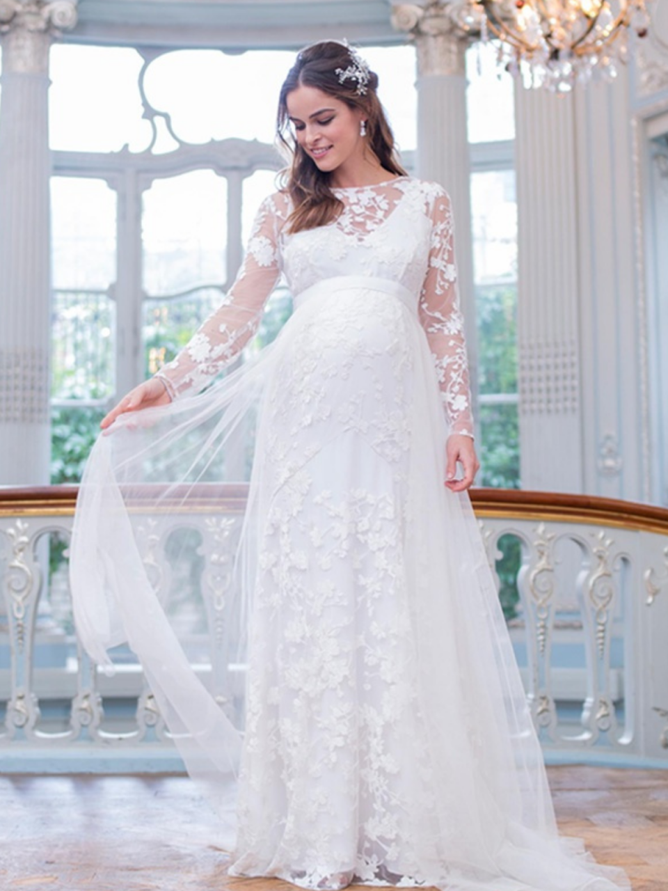 Model wearing Isabella Maternity Wedding Dress from The Iconic