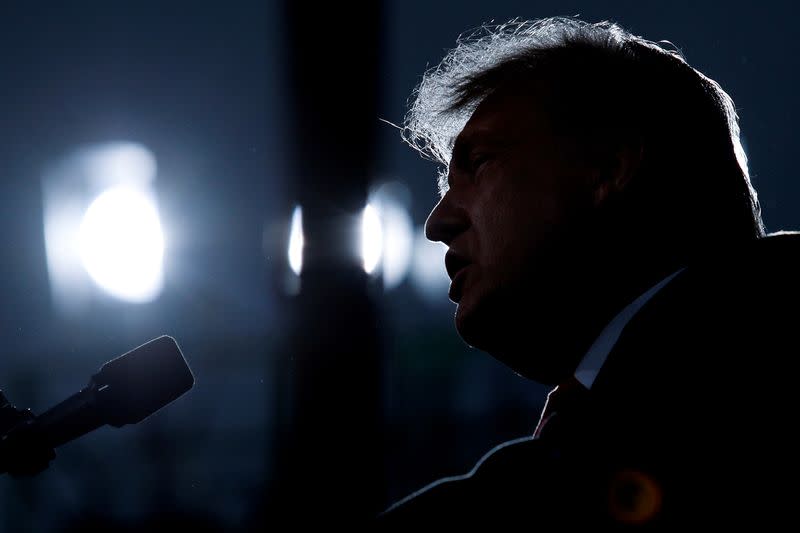 U.S. President Donald Trump attends a campaign event in Fayetteville