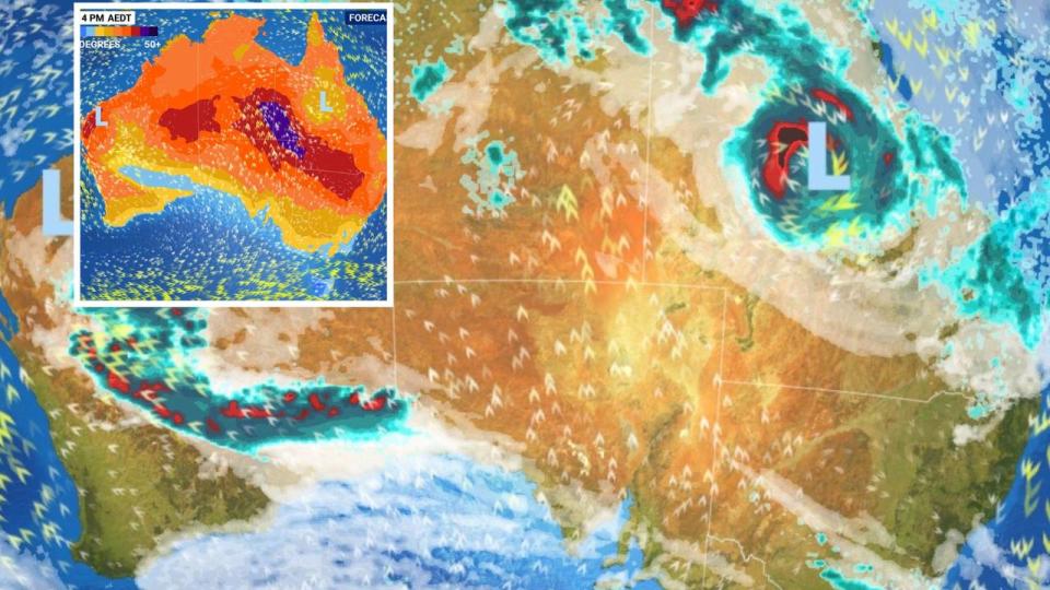 Supplied  Australia Day weather: Cyclone Kirrily and hot weather in store.\n Picture: Sky News Weather.