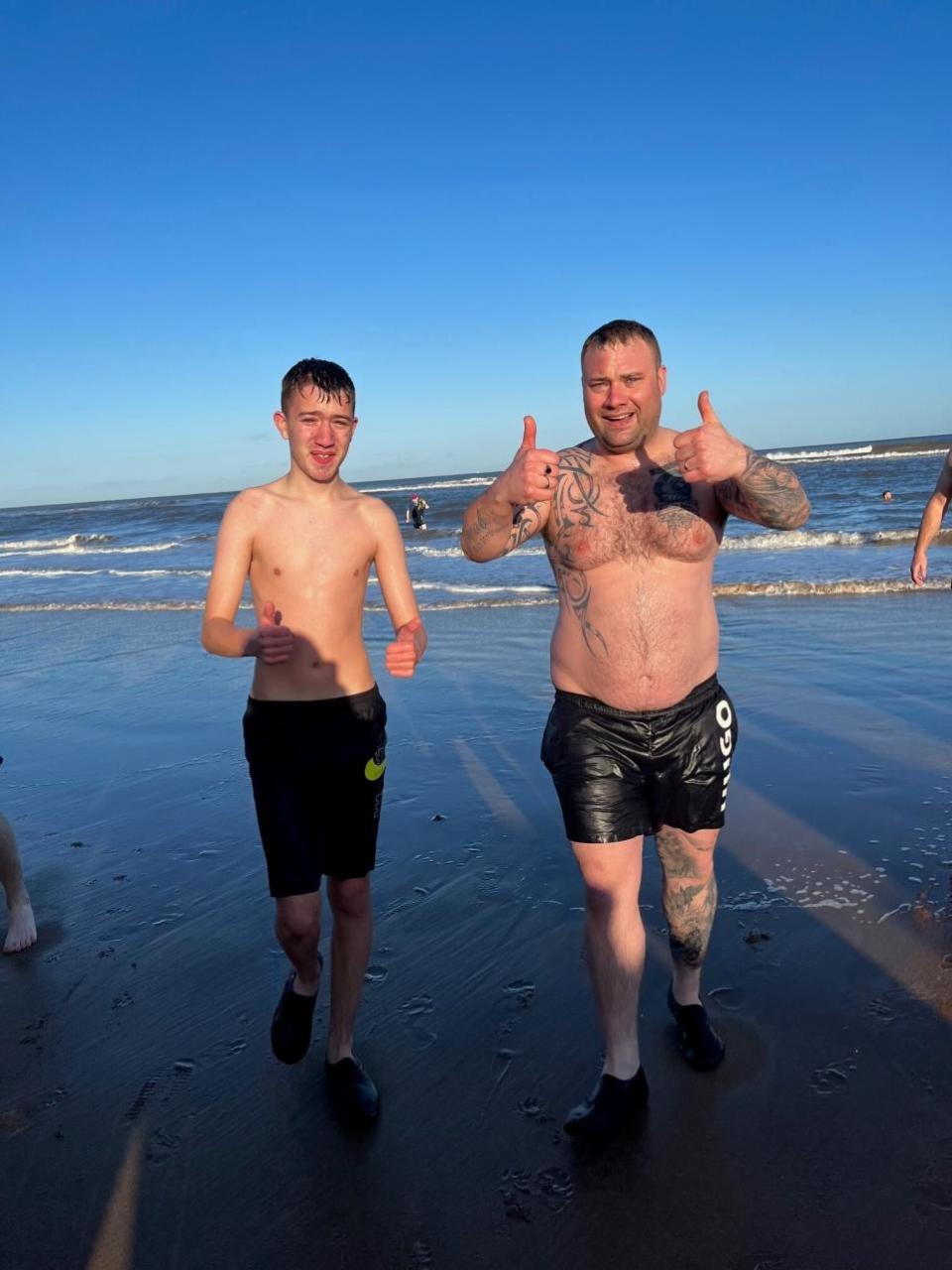 The Northern Echo: Joseph and Tom Heath doing the Boxing day dip