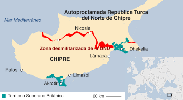 Mapa del conflicto en Chipre.