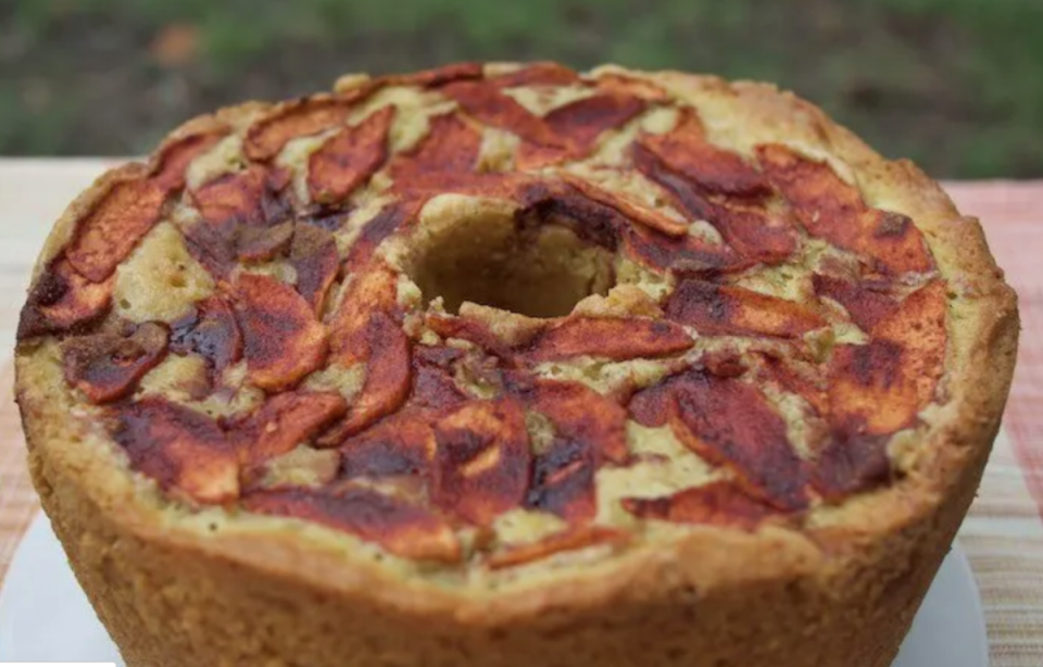 <p>Theresa Greco</p><p>This Jewish apple cake is deliciously dense and moist, studded with tons of cinnamon-sugar coated apples. </p><p><strong>Get the recipe: <em><a href="https://parade.com/1255151/theresagreco/zoe-bakes-apple-cake/" rel="nofollow noopener" target="_blank" data-ylk="slk:Jewish Apple Cake;elm:context_link;itc:0;sec:content-canvas" class="link ">Jewish Apple Cake</a></em></strong></p>