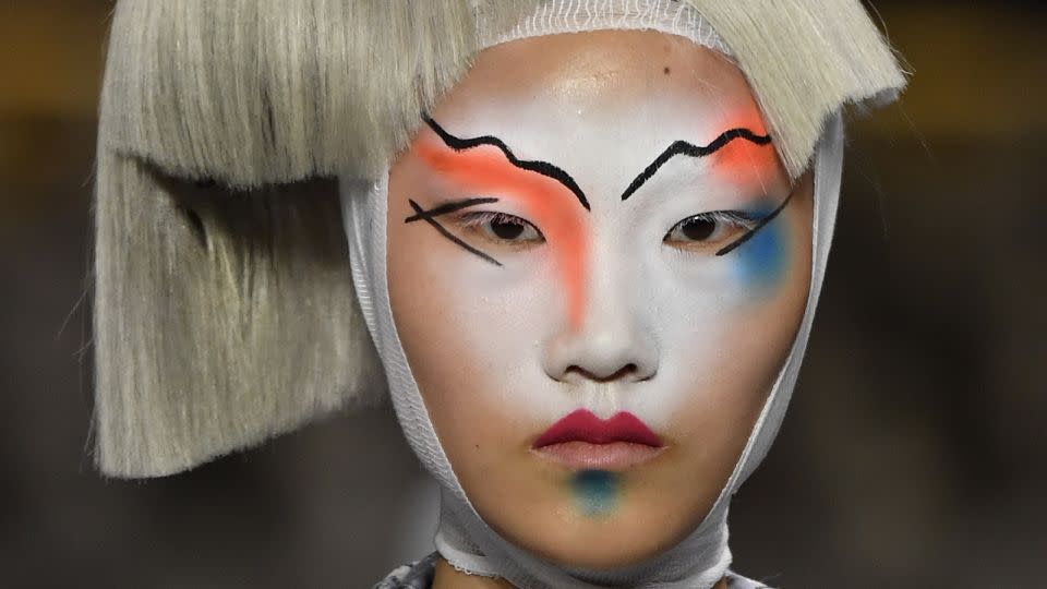 The makeup at Thom Browne was inspired by the New Romantics. - Victor Virgile/Gamma-Rapho/Getty Images