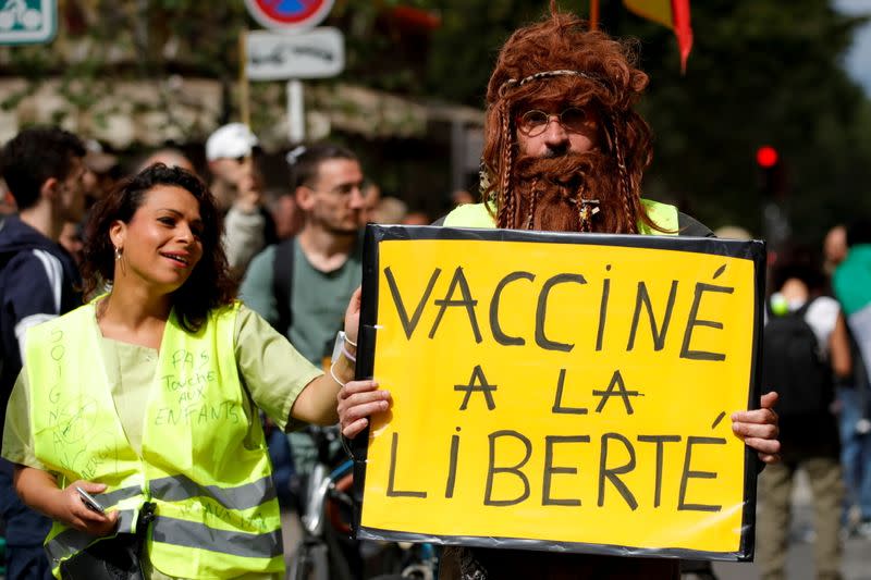FILE PHOTO: A protest against COVID-19 health pass in France