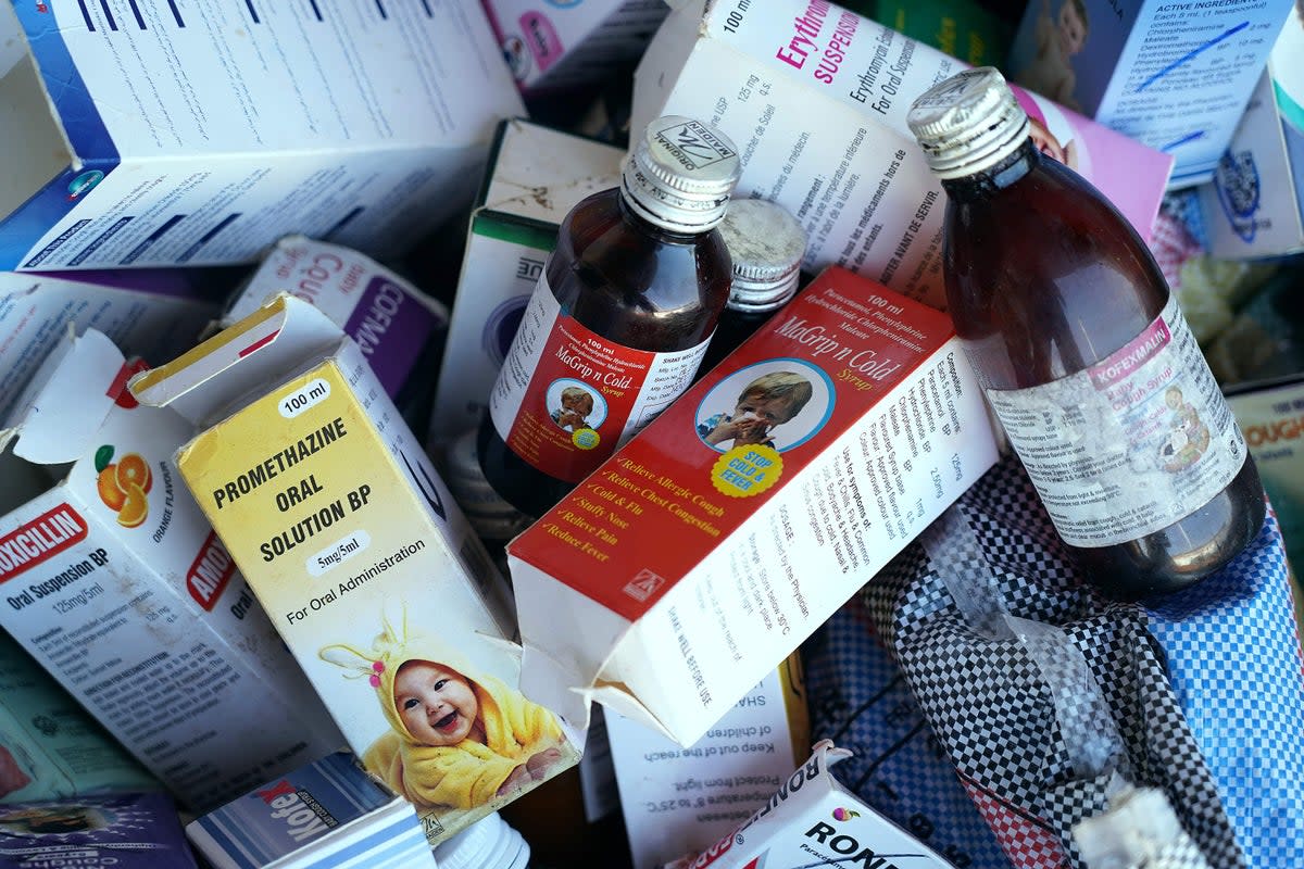  File: Indian authorities are investigating cough syrups made by a local pharmaceutical company after the World Health Organisation said they could be responsible for the deaths of children in The Gambia (AFP via Getty Images)