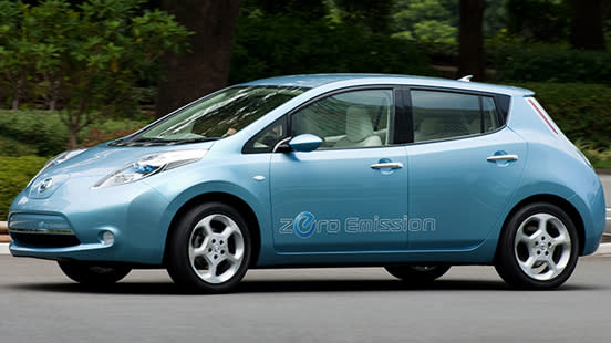 The Nissan Leaf car on a road