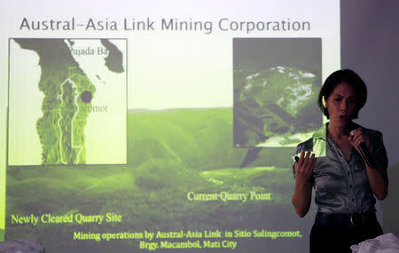 Philippines' Environment and Natural Resources (DENR) Secretary Regina Lopez answers questions during a news conference at the DENR headquarters in Quezon city, Metro Manila, Philippines October 14, 2016. REUTERS/Romeo Ranoco