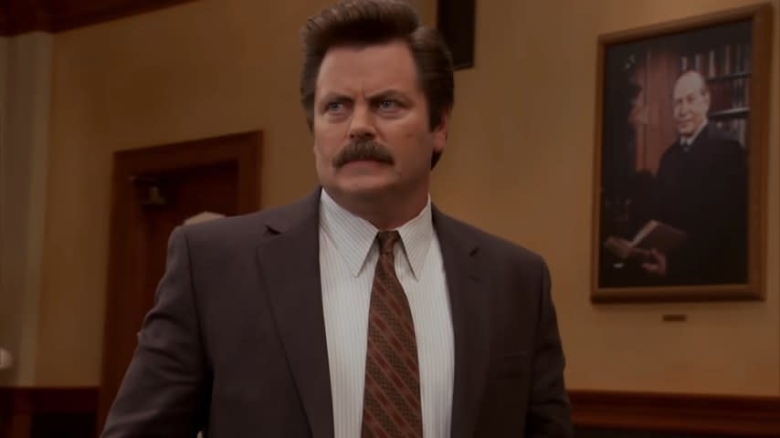 Ron Swanson in City Hall in "Parks and Recreation"