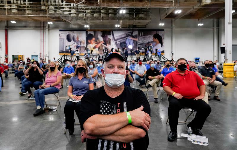 FILE PHOTO: FILE PHOTO: U.S. President Donald Trump speaks at Whirlpool Corporation washing machine factory in Clyde, Ohio