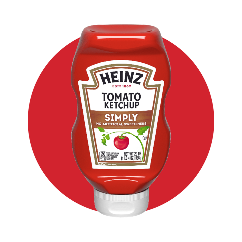 <p><a href="https://www.heinz.com/products/00013000626095-simply-tomato-ketchup-with-no-artificial-sweeteners/" rel="nofollow noopener" target="_blank" data-ylk="slk:Shop Now;elm:context_link;itc:0;sec:content-canvas" class="link ">Shop Now</a></p><p>Simply Tomato Ketchup</p><p>heinz.com</p>