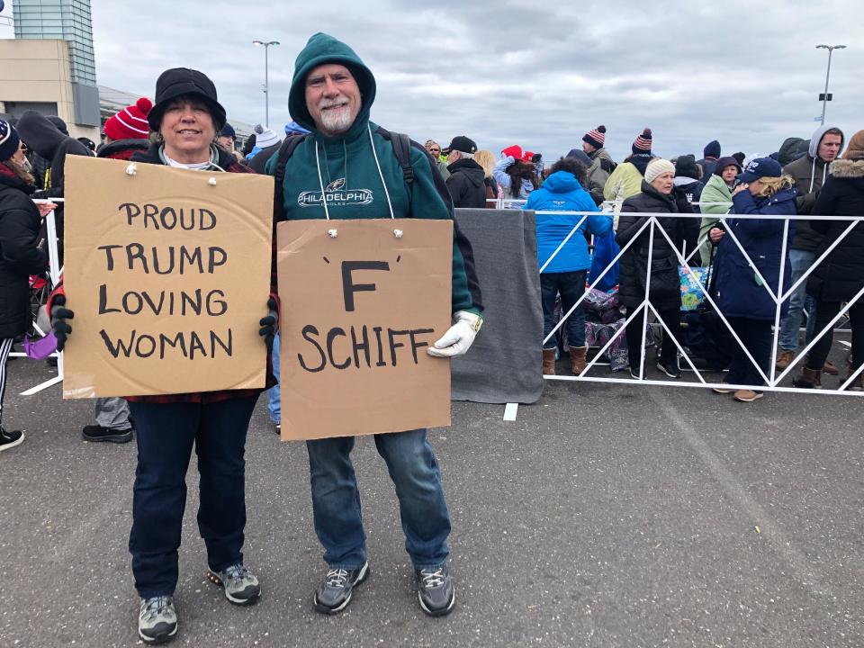 Stephanie and Jim Richardson attend the Trump campaign rally in Wildwood, New Jersey, on Jan. 28, 2020. (Photo: Christopher Mathias for HuffPost )