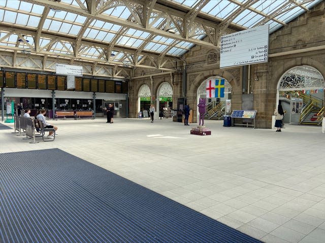 A nearly deserted Sheffield railway station during the strike