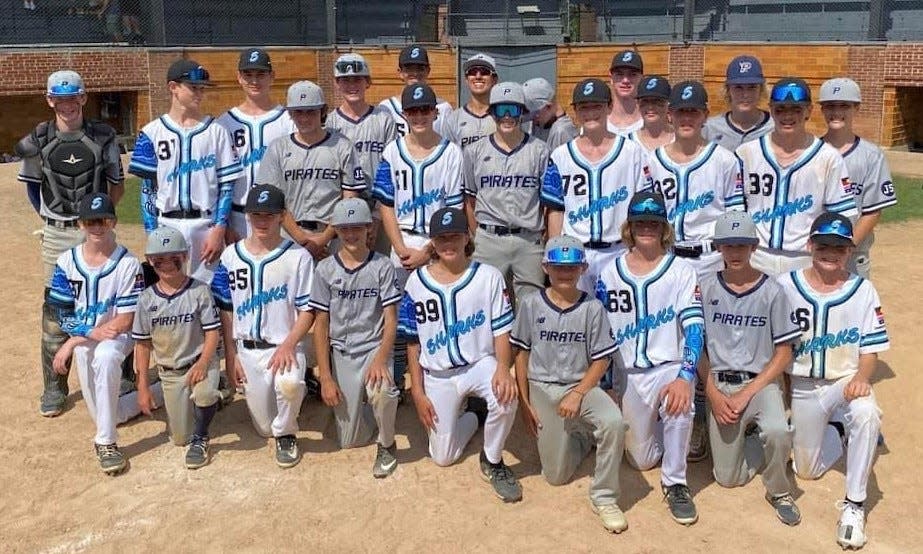 The Seacoast Pirates Dover 14-year-old baseball team get together with a team from Cronulla, Australia following Thursday's game at historic Doubleday Field in Cooperstown, New York. The Pirates won 7-6 in a nine-inning game.